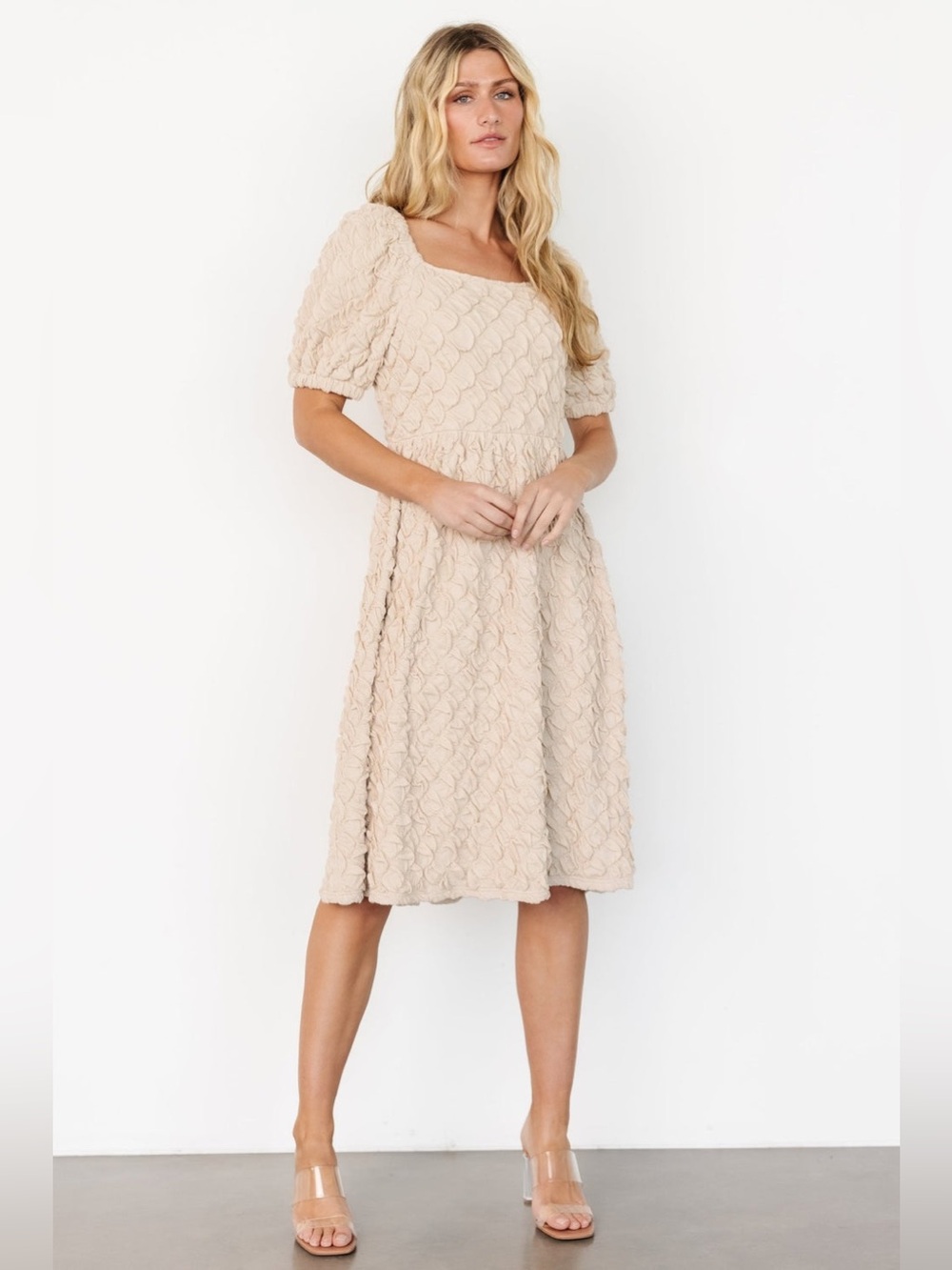 NWT Baltic Born Keri Gathered Dress in Light Taupe